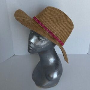 Juicy Couture Women’s NWOT Straw Hat with Pink Trim One Sz